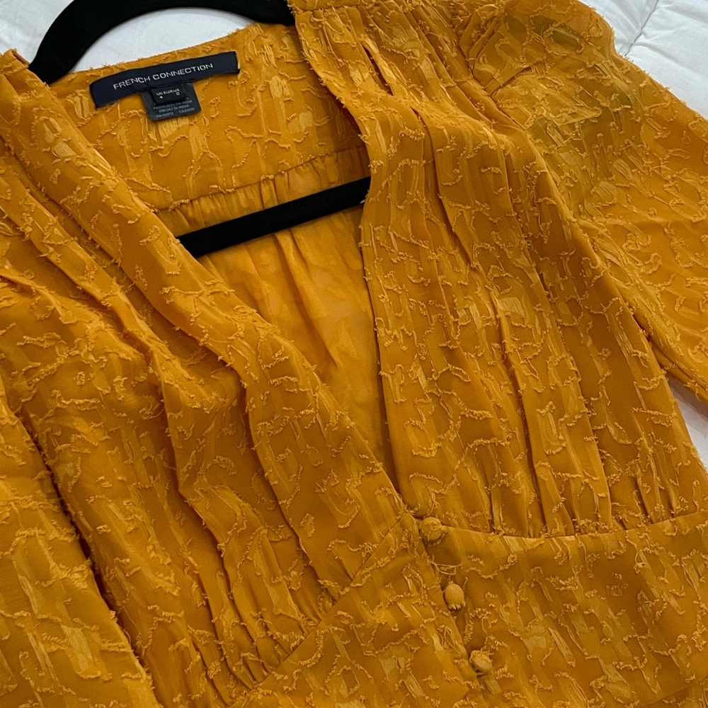 NWT French Connection yellow peplum blouse